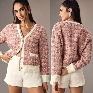 Anthropologie Maeve Tweed Lurex Coatigan